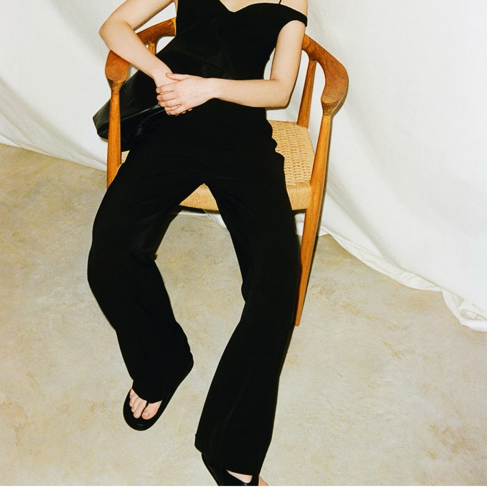 H&M Black Wool Blend Trousers Size 12